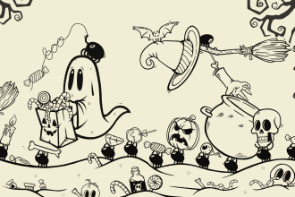 draw simple line art for your halloween in 24 hour