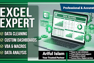 complete excel project with data analysis and dashboard