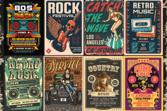 do a creative vintage poster, retro poster, or flyer for you