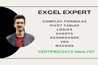 help you with excel formulas, pivot tables and macros