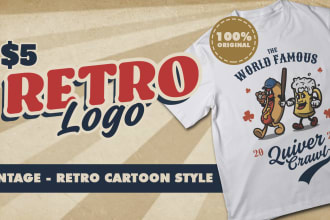 create 24 hours custom vintage retro cartoon logo for tshirt