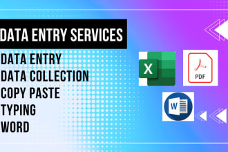 data entry copy paste, typing, convert PDF to word, data collection