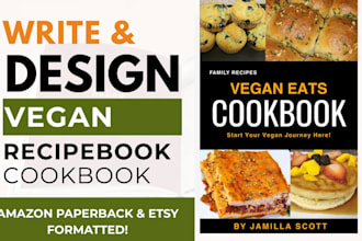 write and design vegan recipes for your cookbook,ebook,recipe book