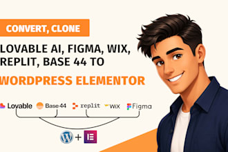 convert lovable ai, replit, figma, wix, base44, lovable to wordpress elementor