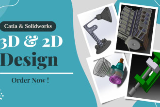 do 3d modeling and 2d drawing in solidworks and catia