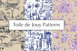 hand draw toile de jouy patterns for a unique textile design