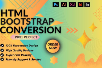 convert PSD to HTML, figma to HTML, xd to HTML bootstrap responsive