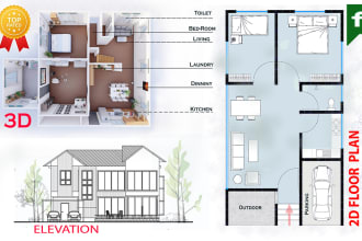 draw architectural drawing, 2d floor plans, renovate house plan and 3d rendering