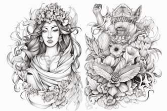create a custom tattoo design in minimal line and oneline