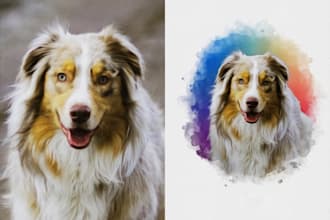 do digital painting watercolor pet portrait