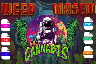 design weed, cannabis, hemp high cartoon mascot logo for you