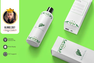 design cosmetic product label and box design with 3d mockups