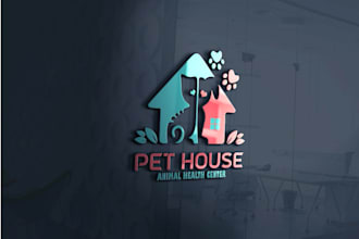 design pet house , veterinary clinic or animal  pet logo