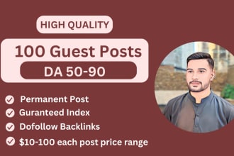 provide high da dofollow SEO guest posts on 100 quality sites