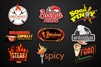 design burger, pizza, bbq, fast food, and restaurant logo