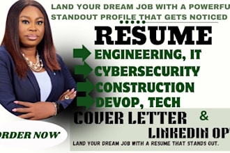 write engineering, construction, cybersecurity, it, technical, sales tech resume