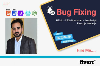 fix react, javascript, jquery, bootstrap, html, css bugs