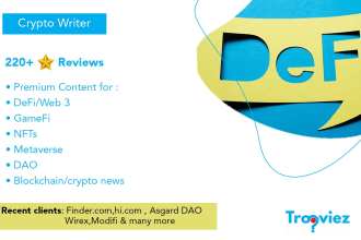 create SEO crypto content, blockchain, nfts, defi, fintech