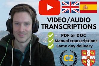 transcribe english or spanish videos