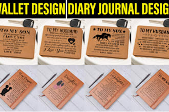 do leather journal, message card, acrylic plaque gift design for amazon, etsy