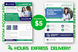 make a modern healthcare flyer and postcard