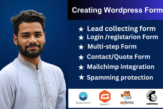 create wordpress registration form, contact form, sign up form for you