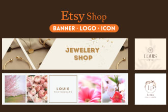 design modern etsy banner, etsy logo and etsy kit for etsy shop