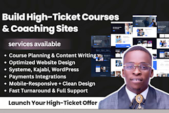 create high ticket online course content, course, coaching website design