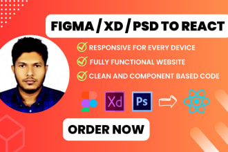 convert psd xd figma to react responsive website as react js developer