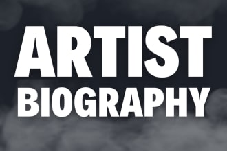 write professional bio, artist bio, music bio, company bio and spotify bio