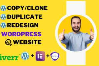 copy, clone, or recreate website using elementor and wp bakery