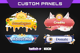 design cute customized panels for twitch and kick