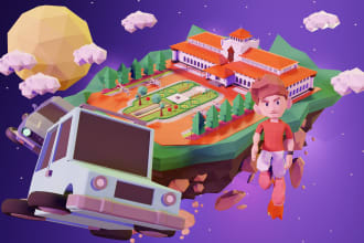 create 3d models, scene environment, diorama in low poly