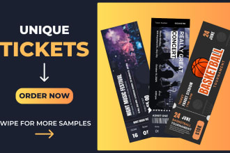 design a nice ticket or card for a party, events, or matches
