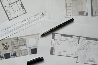 create 2d cad drawings for your interior design project