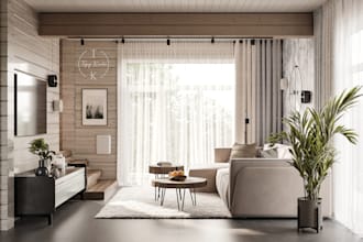 realistic render interior design living room with 3ds max