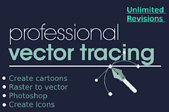 expert  illustrator, cartoon characters, raster to vector