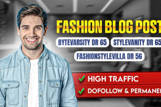 write and publish hq fashion blog post on high da domains