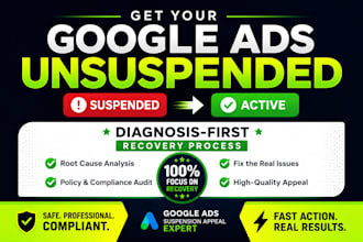 fix your suspended google ads account with diagnosis, appeal and audit