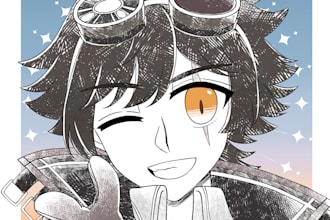 draw your character vtuber in anime sketch style bust up