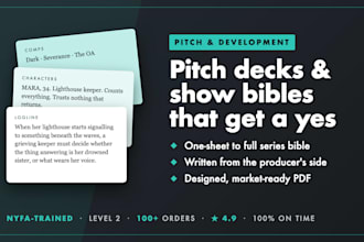 create pitch deck or show bible for your film and tv series