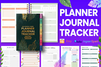 design kdp journal planner notebook logbook tracker kdp low content book cover