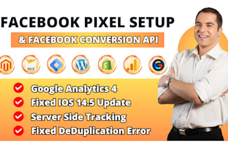 setup facebook pixel conversion API shopify, wordpress, ga4 conversion tracking