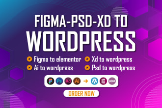 convert figma to wordpress, figma to elementor, psd to wordpress website