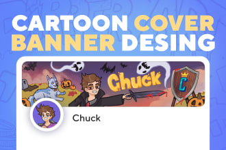 draw cartoon banners for youtube or twitch
