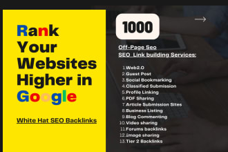 created 1000 white hat backlinks achieve top google ranking