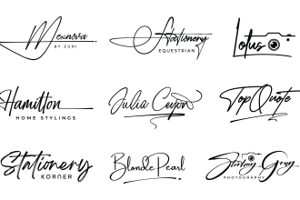 design scripted, handwritten, signature logo