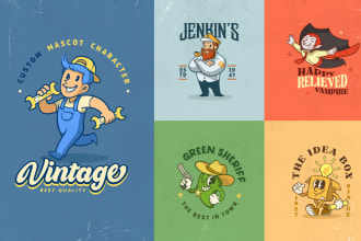 create vintage retro mascot logo for vintage brands or clothing
