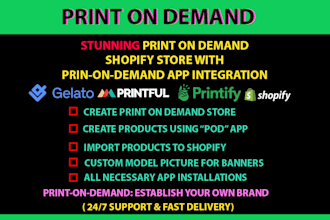 build shopify print on demand store or printify printful shopify website