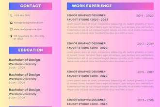 create  and design professional and attractive resume